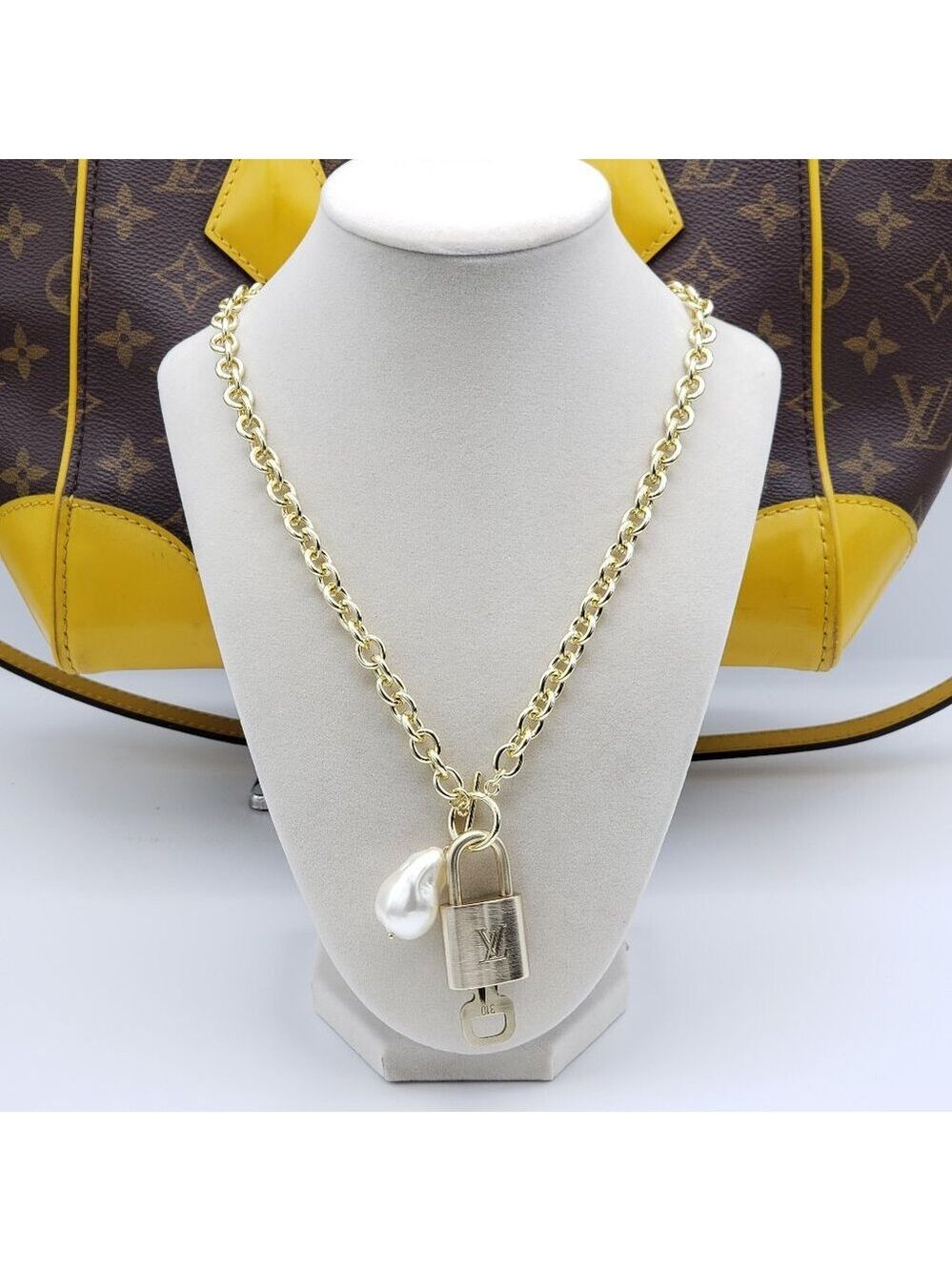 Authentic Louis Vuitton Gold Padlock w/unbranded 16k Gold Plated Stainless Steel - Picture 16 of 16